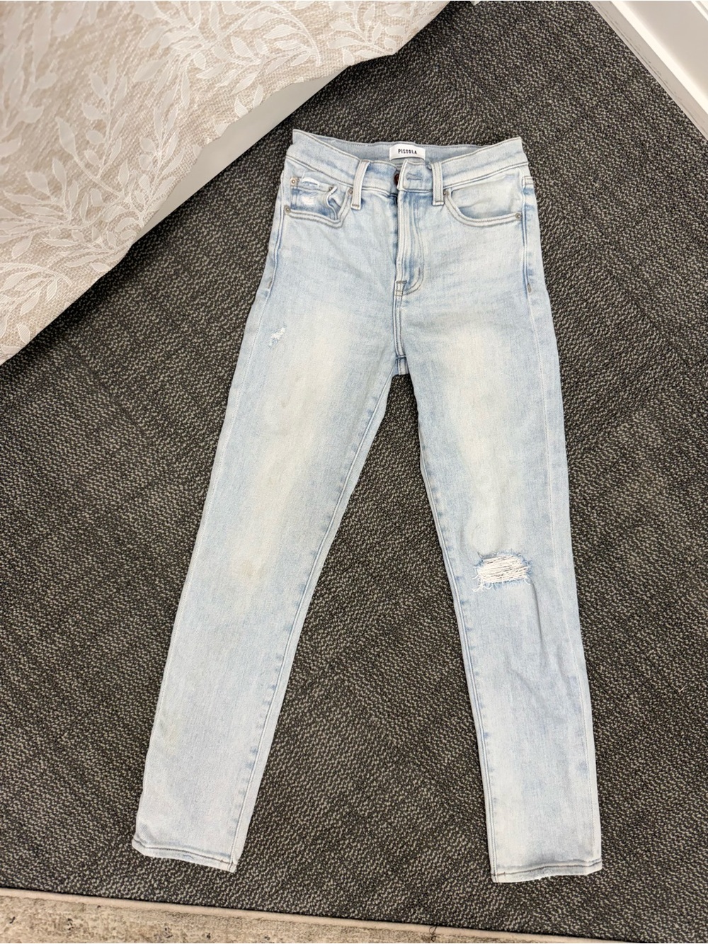 pistola Light Wash High-Rise Skinny Jeans with Knee Distress